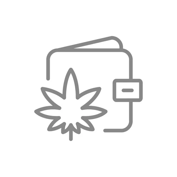 Vektor cannabis löv med plånboks linje ikon. — Stock vektor