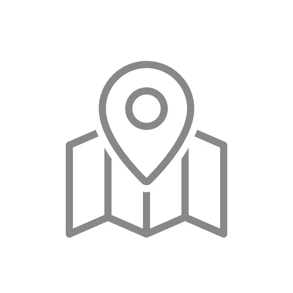 Gps pin on map line icon. Reisesymbol und -schild — Stockvektor