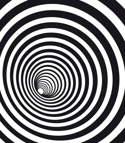 Streszczenie geometrycznej hipnotycznej spirali. Czarny tunel optyczny złudzenie optyczne. — Wektor stockowy