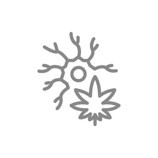 Feuille de cannabis avec icône de ligne neuronale. marijuana médicale avec symbole et signe du système nerveux — Image vectorielle