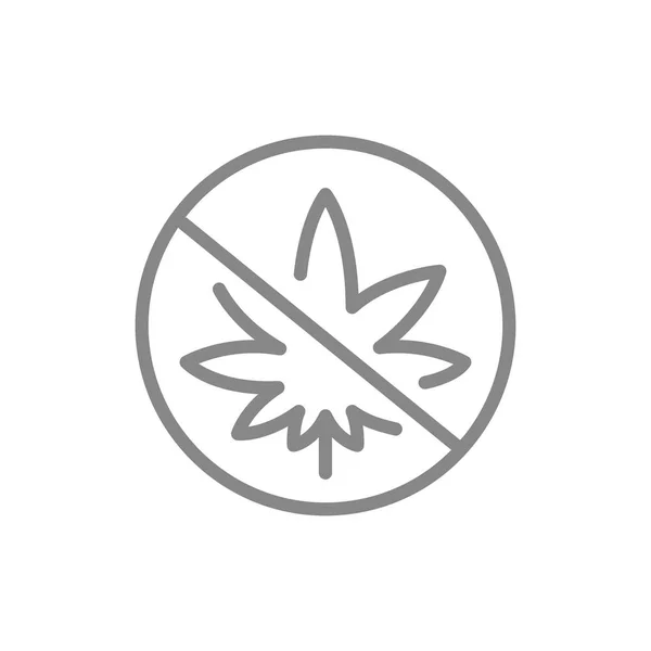 Förbjuden skylt med cannabis Leaf line-ikonen. Inga droger tecken — Stock vektor