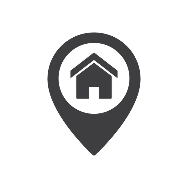 Início sinal de localização ponto. Ícone de ponteiro do mapa da casa — Vetor de Stock