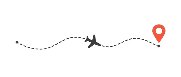Flugzeugeinflugschneise bis zur Ortungsmarke. Flugzeugtrasse. Tourismus und Reiseillustration — Stockvektor