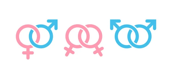 Kombinace symbolů mužů a žen. Symboly pohlaví a sexuální orientace. — Stockový vektor