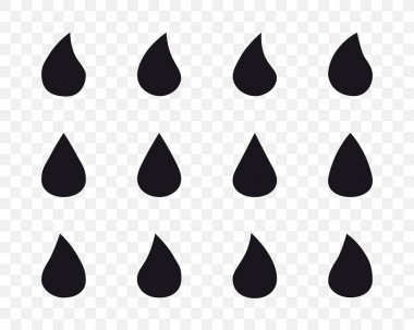 Vektör boş siyah damla sembolleri kümesi