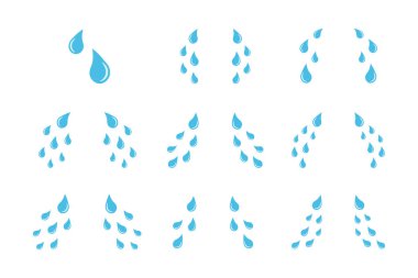 Gözyaşı damlaları ayarlandı. Gözler ağlayan tasarım illüstrasyon