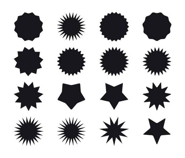 Conjunto de insignias de ráfaga estelar negra. Etiqueta de venta de oferta en blanco, precio de oferta de descuento etiqueta . — Vector de stock