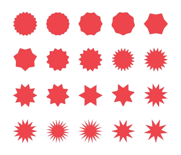 红色星爆徽章设置。太阳爆发价格标签. — 图库矢量图片