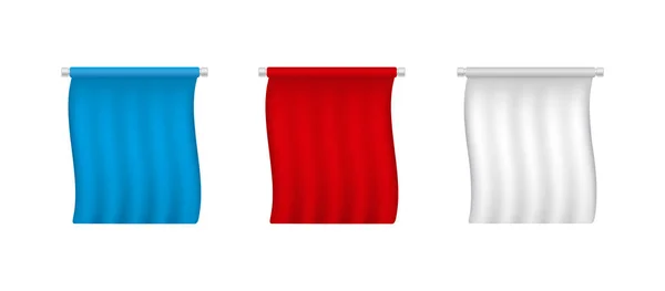 White, red, blue empty pennant templates. Advertising blank banner set.