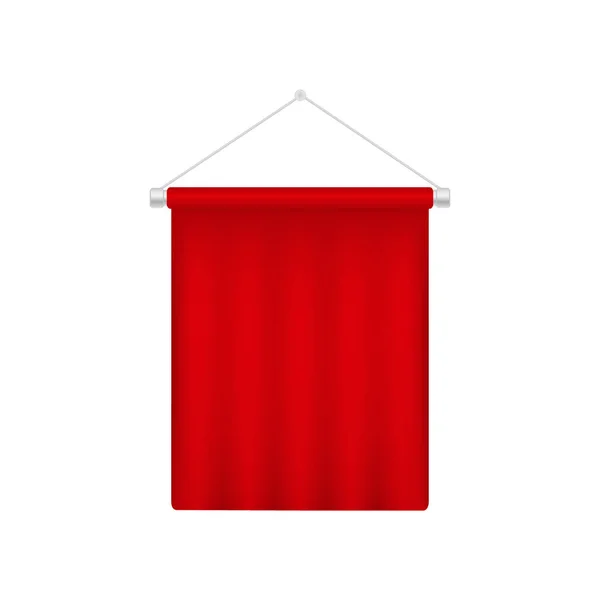 Realistische wimpel sjabloon. Rode lege 3D-vlag — Stockvector