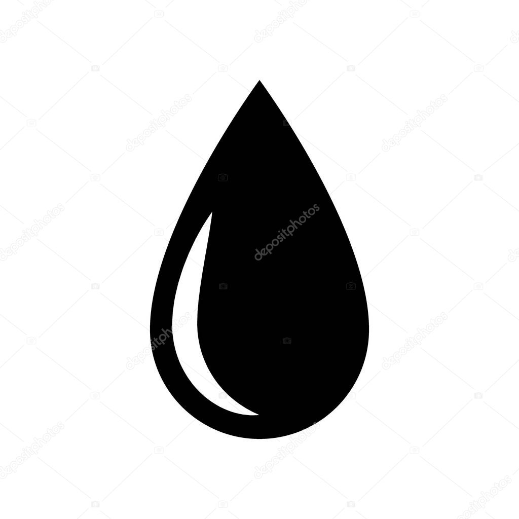 Black water drop icon. Oil drop symbol and sign vector illustration design. Isolated on white background
