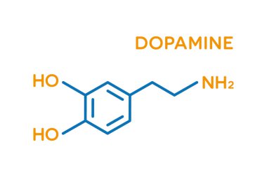 Dopamin hormonu moleküler formülü. İnsan vücudu hormonları sembolü.