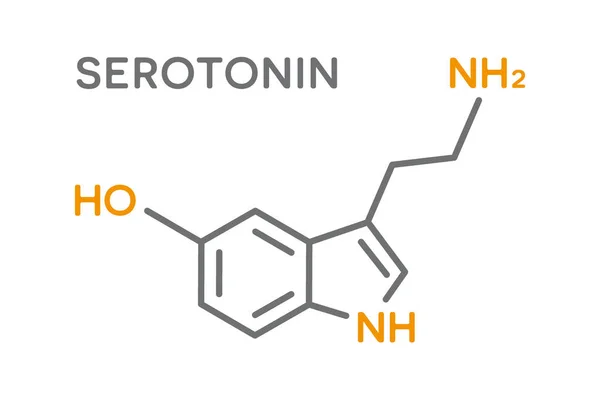 Fórmula molecular da hormona serotonina. Símbolo das hormonas do corpo humano — Vetor de Stock