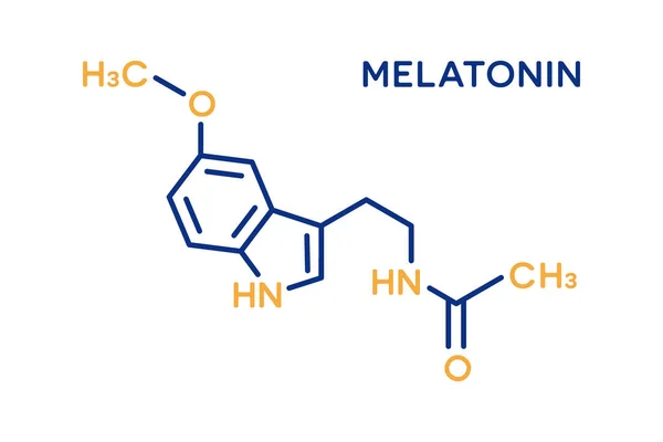 Fórmula molecular de la hormona melatonina. Símbolo de hormonas del cuerpo humano — Vector de stock