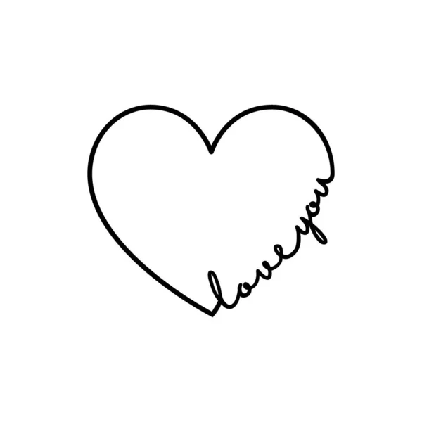 Love you - calligraphy word with hand drawn heart. Lettering symbol illustration for t-shirt, poster, wedding, greeting card — 스톡 벡터