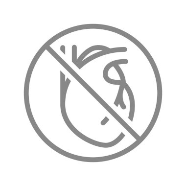 İçki yasağı simgesi olan bir kalp. Ampütasyon iç organı, kalp sembolü yok.