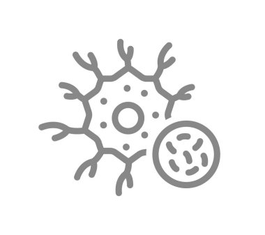 Sinir hücresi ve bakteri çizgisi simgesi. Hastalık nöronu, bulaşıcı sinir dokusu sembolü