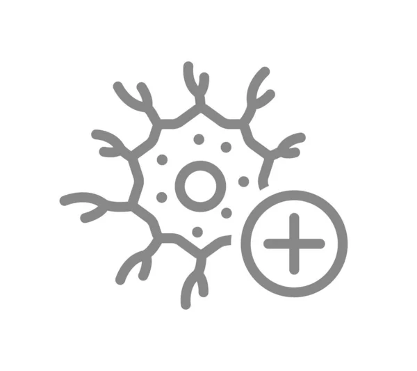 Nervcell med plus linjeikon. Friska neuron symbol — Stock vektor