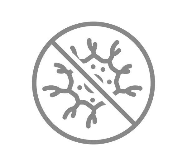 Nerv cell med förbud tecken linje ikon. Död neuron, nervatrofi, ingen känslighetssymbol — Stock vektor