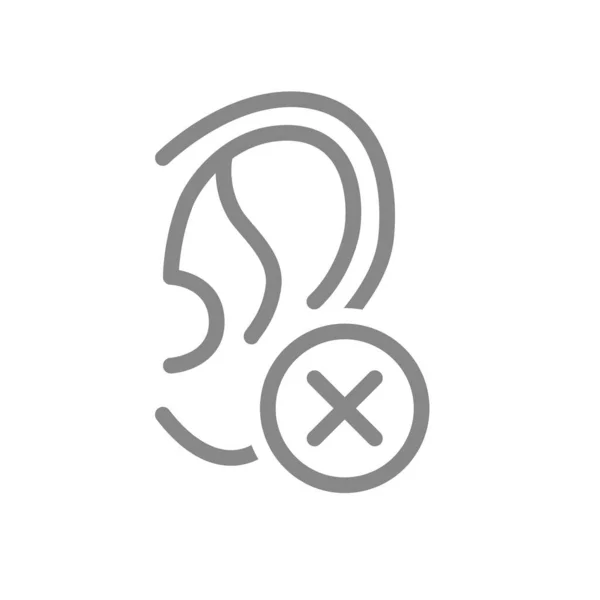Ohr mit Häkchensymbol. Krankheit Hörorgan, Symbol für Ohrerkrankungen — Stockvektor