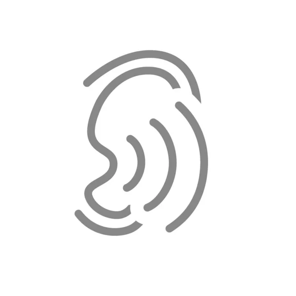 Ухо со значком линии звуковых волн. Слух, мизофония, символ глухоты — стоковый вектор