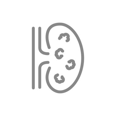 Tümör çizgisi ikonu olan böbrek. Böbrek kanseri, kan hastalığı sembolünü filtrelemek için organ.