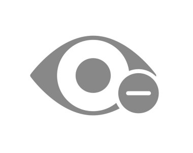 Eksi gri ikonlu insan gözü. Hastalık görme sistemi, miyop sembolü