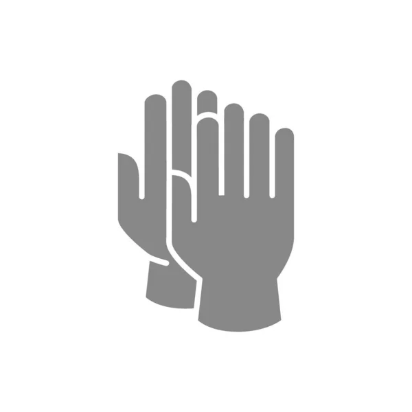 Membersihkan sarung tangan ikon abu-abu. Tangan pelindung, simbol pencegahan infeksi - Stok Vektor