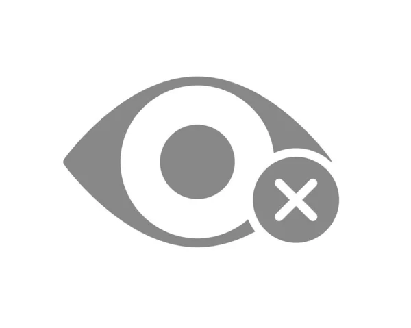 Olho humano com ícone cinza marca de verificação cruzada. Doença símbolo do sistema visual — Vetor de Stock