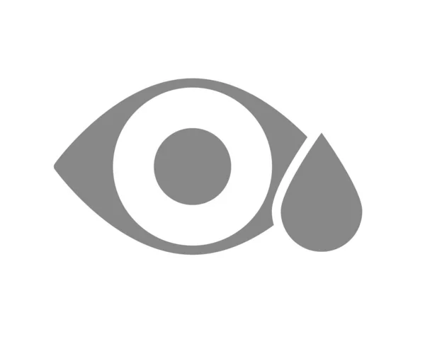 Olho humano com ícone cinza de gota. Colírio, remédio, rasgos símbolo — Vetor de Stock
