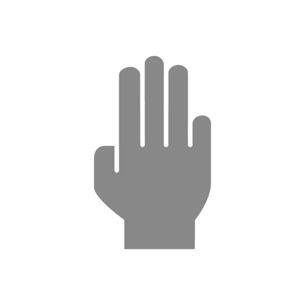 Icono gris mano humana. Símbolo de gesto de palma abierta — Vector de stock