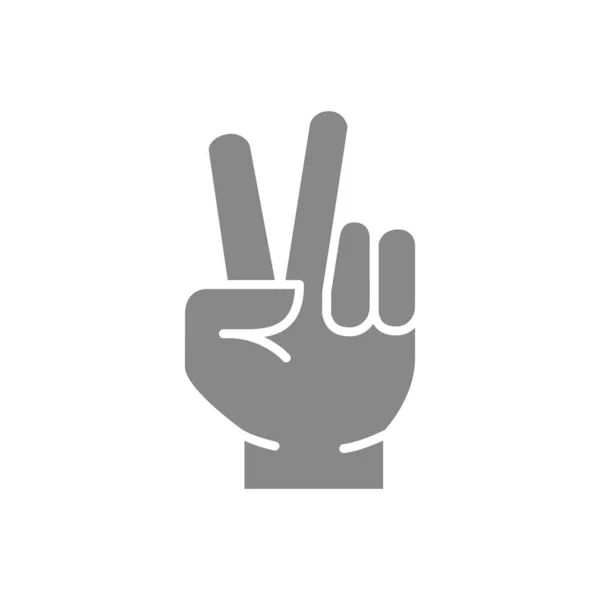 Ícone cinza gesto de paz. Símbolo da mão vitoriosa —  Vetores de Stock