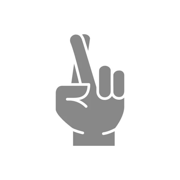 Desejo de sorte ícone cinza. Símbolo dos dedos cruzados —  Vetores de Stock
