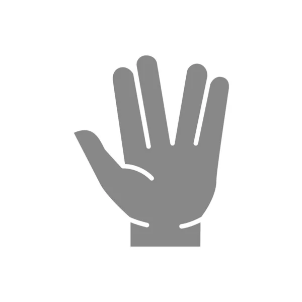 Saludar icono gris. ¿Qué es hasta los gestos símbolo — Vector de stock