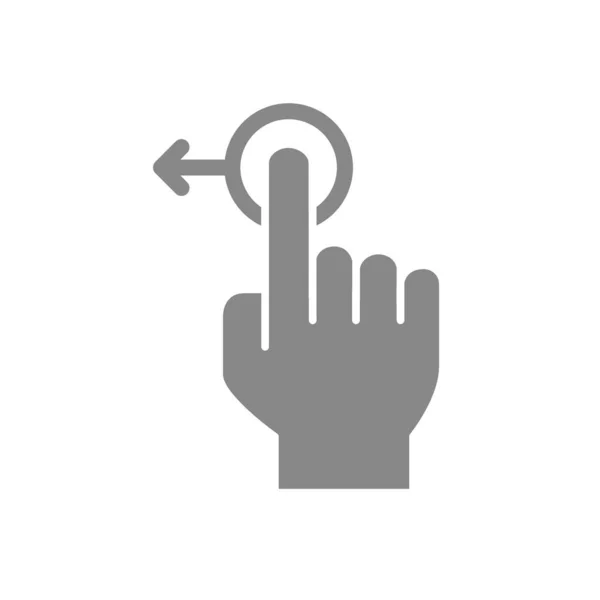 One-touch and swipe left grey icon. Touch screen hand gesture symbol — Stock Vector