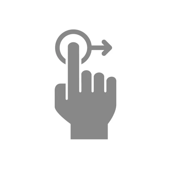 One-touch en veeg rechts grijs pictogram. Handgebaar van het touchscreen — Stockvector