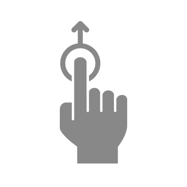 Um toque e deslize para cima ícone cinza. Toque na tela símbolo gesto mão — Vetor de Stock