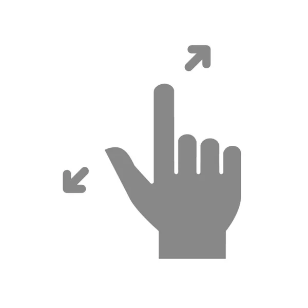 Zoom in met twee vingers grijs pictogram. Handgebaar van het touchscreen — Stockvector