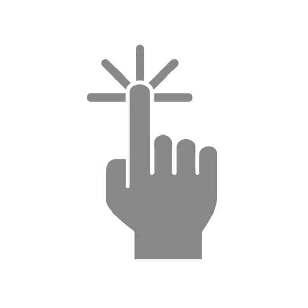 Kliknij jedną ikoną szarego palca. Wskaźnik kursora, symbol gestu dłoni ekranu dotykowego — Wektor stockowy