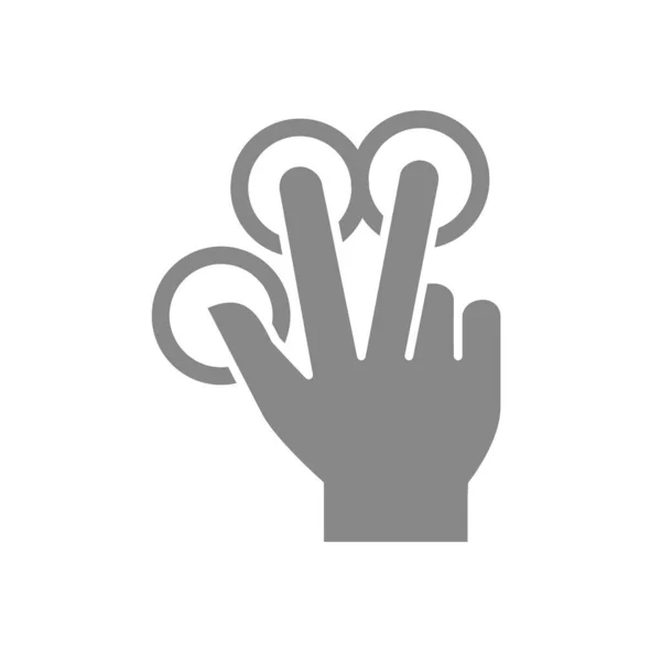 Multitouch para três dedos ícone cinza. Toque na tela símbolo gesto dedo —  Vetores de Stock