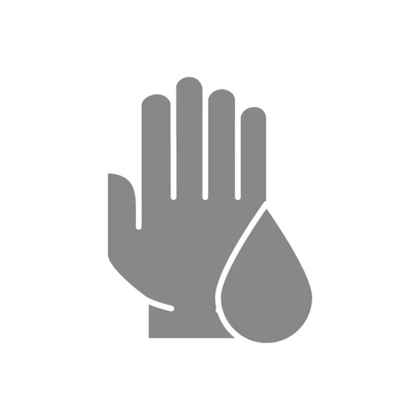 Рука с серой иконкой. Гигиена, чистящие средства, символ дезинфекции рук — стоковый вектор