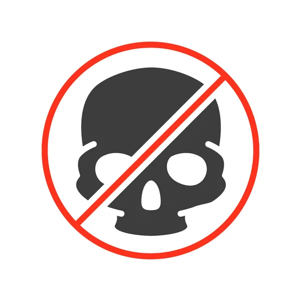 Verboden bord met een menselijk schedel gekleurd pictogram. Transplantatie, geen hoofdbeenderen symbool — Stockvector