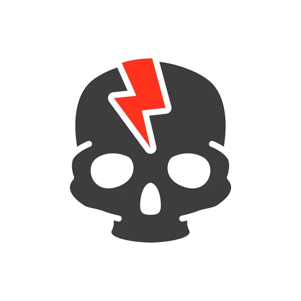 Koponya akut fájdalom színű ikon. Törött koponya, a fej szimbólumának csontszerkezete — Stock Vector