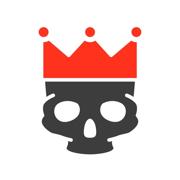 Crâne humain avec couronne icône de couleur. Croquis de tatouage, symbole de crâne — Image vectorielle