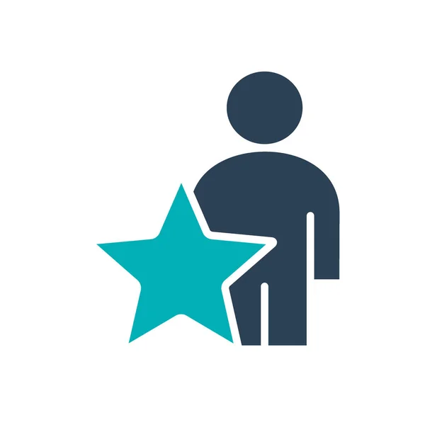 Profil użytkownika z ikoną w kolorze gwiazdy. Kategoria, symbol linii sprzężenia zwrotnego — Wektor stockowy