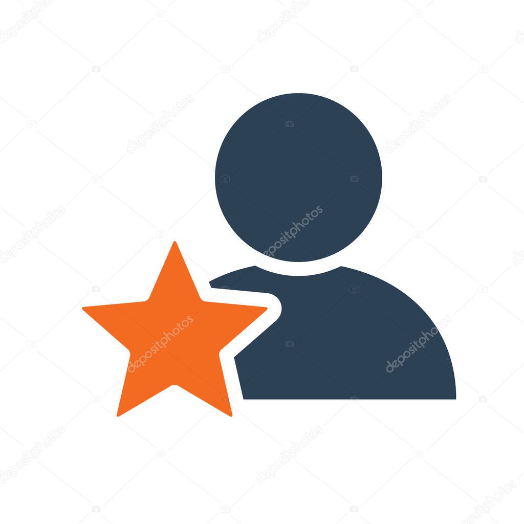 User profile with star line icon. Star rating, feedback symbol