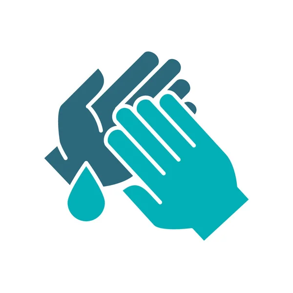 Очистка рук с помощью дезинфицирующего средства капли цветной иконки. Дезинфекция рук, символ гигиены — стоковый вектор