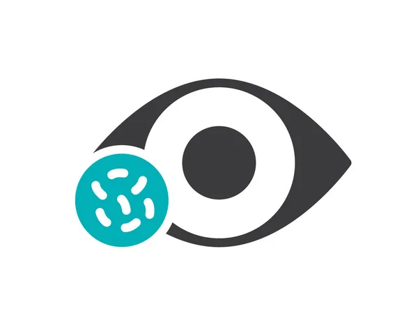 Menschliches Auge mit bakterienfarbenem Symbol. Krankheit Sehorgan, infektiöse Augenkrankheit, Bindehautentzündung — Stockvektor