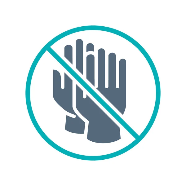 Rubber handschoenen met verbodsbord gekleurd icoon. Geen hand beschermende, verboden maatregelen symbool — Stockvector