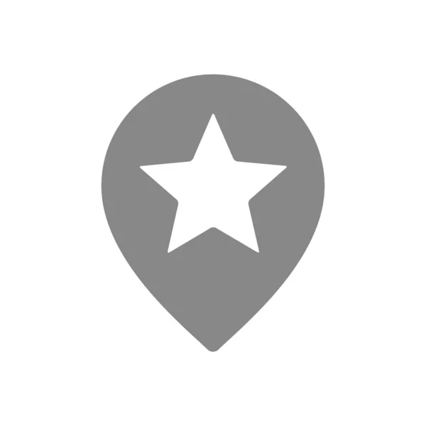 Stern mit Ortsmarke, Lieblingsplatz graues Symbol. Bewertung, zu Favoriten hinzufügen, Qualitätskontrolle, Kundenbewertungssymbol — Stockvektor